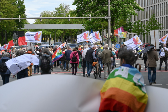 Das BSW Lünen auf dem Ostermarsch in Dortmund 2025. | Foto: Benjamin Blum
