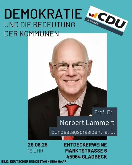 Prof. Dr. Norbert Lammert spricht am 29.08.2025 zum Thema „Demokratie und die Bedeutung der Kommunen“ | Foto: Bild: Deutscher Bundestag / Inga Haar