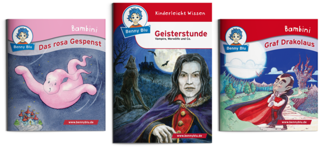 Pünktlich zu Halloween hat der Lama-Verlag drei neue Bücher in der Reihe Benny Blu veröffentlicht. Foto: Lama Verlag
