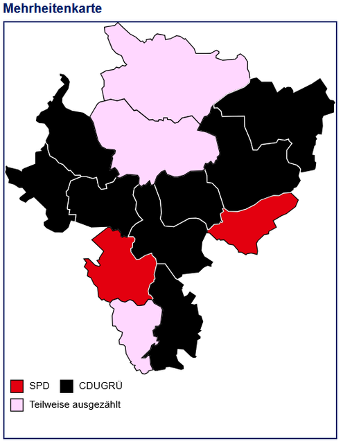 Mehrheitenkarte Kreis Wesel