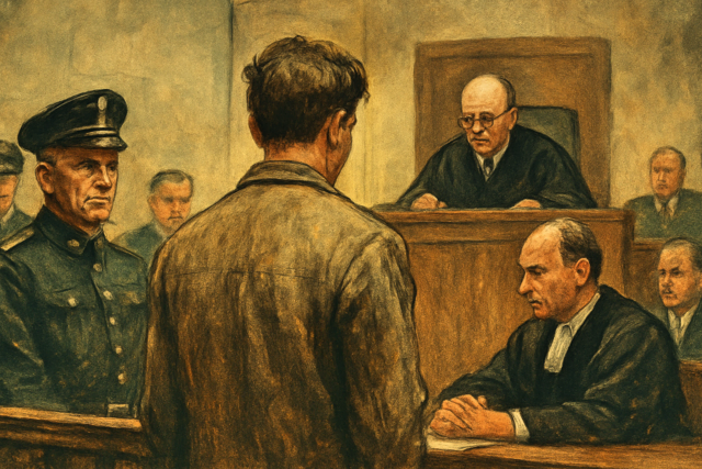 „Das Bild ist KI-generiert und orientiert sich an Vorlagen wie Postkarten, Bildern und Zeitungsberichten aus der jeweiligen Zeit.“