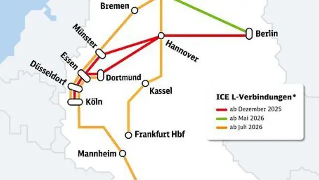 ICE L Verbindungen. Hier fährt der ICE L. Einsatzgebiete ab Dezember 2025 | Foto: DB AG/10/2025