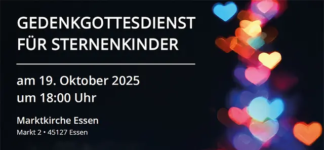 Ein ökumenischer Gedenkgottesdient für Sternenkinder findet am Sonntag, 19. Oktober, um 18 Uhr in der Marktkirche, Markt 2/Porschekanzel, statt. | Foto: Grafik: Kirchenkreis Essen/Krankenhausseelsorge