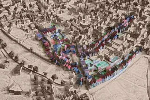 Fotostudie von Bernd Pirschtat - Auszug des Giesen-Stadtmodells - kennzeichnung einer Straße - über 1.000 Gebäude wurden maßstabsgerecht modelliert und coloriert. | Foto: Bernd Pirschtat