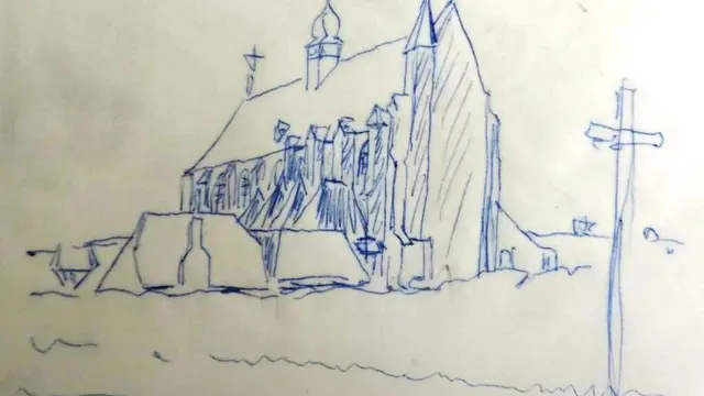 Theo Giesen fertigte unzählige Skizzen als Grundlage für die Modellierung von Kirchen und Gebäuden | Foto: Mülheimer Kunstverein KKRR