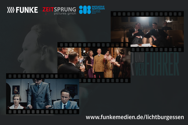 Am 12. November 2025 ab 18.00 Uhr lädt die FUNKE Mediengruppe in die Lichtburg Essen ein. Bei Programmbeginn um 19.00 Uhr präsentiert Filmproduzent Michael Souvignier prägende Szenen seines Films „FÜHRER UND VERFÜHRER“. Anschließend stellt Manfred Kluge, Vorsitzender der Initiative 18 | Free, safe and sustainable media e. V., die Arbeit des Vereins vor.