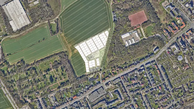 Luftbild vom Areal der zukünftigen Kleingartenanlage | Foto:  Quelle: RVR, 2023, dl-de/by-2-0