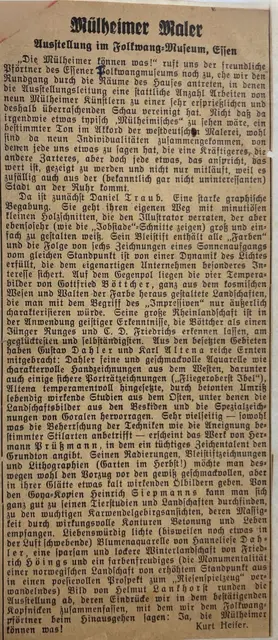 "JA, DIE MÜLHEIMER KÖNNEN WAS" alter Zeitungsartikel aus der Zeit der Gründung der freien Kulturaktiven in der Ruhrtalstadt Mülheim | Foto: Archiv Kunstverein und Kunstförderverein Rhein-Ruhr - KKRR, Ruhrstr. 3, 45468 Mülheim-Stadtmitte