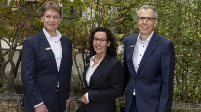 Der neue Sparkassen-Vorstand (v.r.n.l.) Michael Klotz, Vorstandsvorsitzender mit den Vorstandsmitgliedern Stephanie Olbering und Dirk Heemann. | Foto: Sparkasse Gelsenkirchen