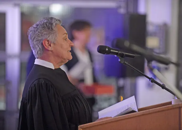 Monika Kindsgrab, stellv. Superintendentin des Kirchenkreises Essen, hielt die Predigt. | Foto: Alexandra Roth/Kirchenkreis Essen