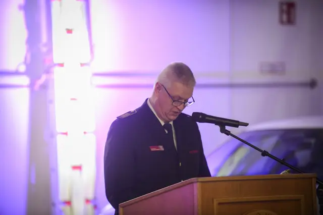 Jörg Wackerbarth, Leitender Branddirektor der Essener Feuerwehr, sprach seinen Dank aus. | Foto: Alexandra Roth/Kirchenkreis Essen