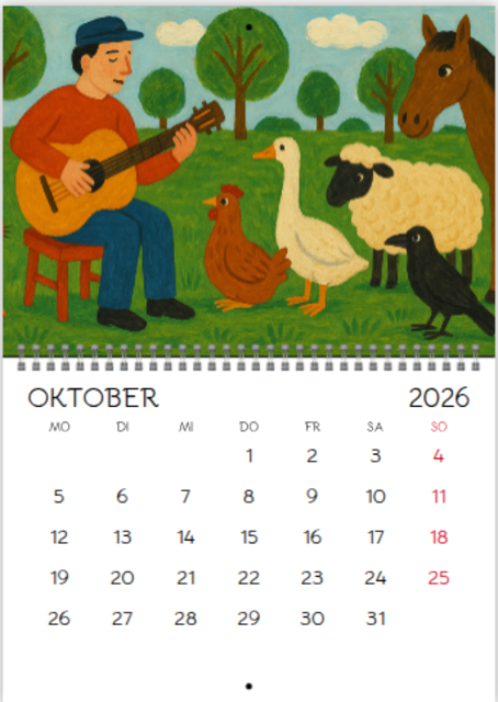 Foto: Karikaturen und Kalenderblätter nach Ideen von Didi van Frits, KI-generiert mit ChatGPT Version 5.1