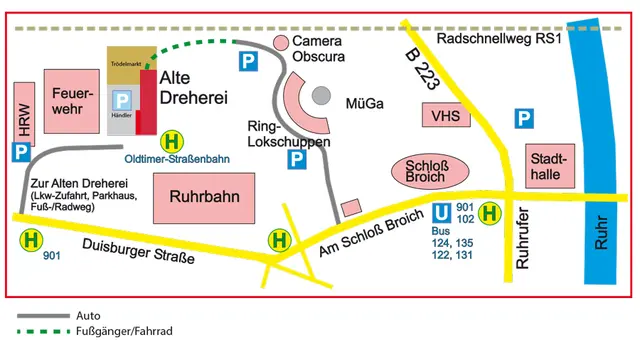 Nächstes Treffen:
Alte Dreherei Mülheim - Anfahrt-Skizze | Foto: Trägerverein Haus der Vereine in der Alten Dreherei e.V.