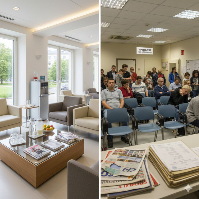 Der feine Unterschied im Wartezimmer PKV vs: GKV  | Foto: p.ries/KI-generriert 
