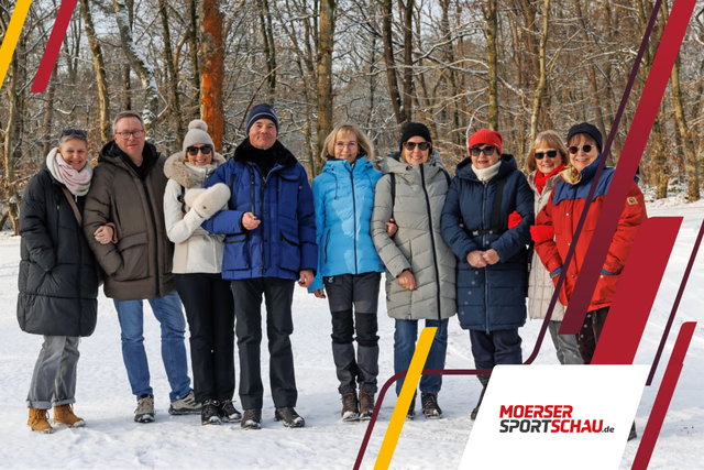 Ein Teil der Moerser TV Wandergruppe beim winterlichen Marsch an den Krickebecker Seen | Foto: moersersportschau.de