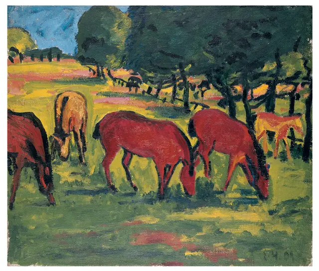 Erich Heckel, Weidende Pferde, 1909
Öl auf Leinwand, 73,5 x 85,5 cm
© Stiftung Sammlung Ziegler
