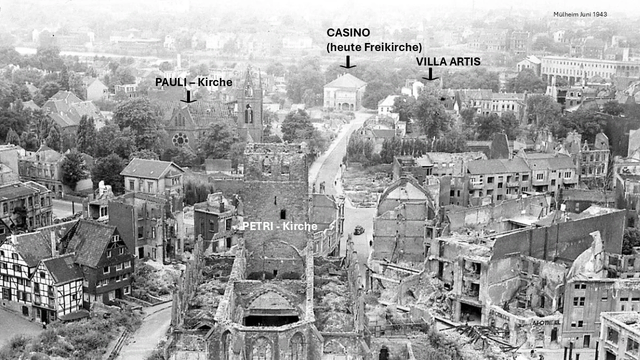 3 Mülheimer Kirchen (hier ein Foto nach dem Bombenangriff auf die Ruhrtalstadt im Juni 1943) | Foto: Archiv KKRR