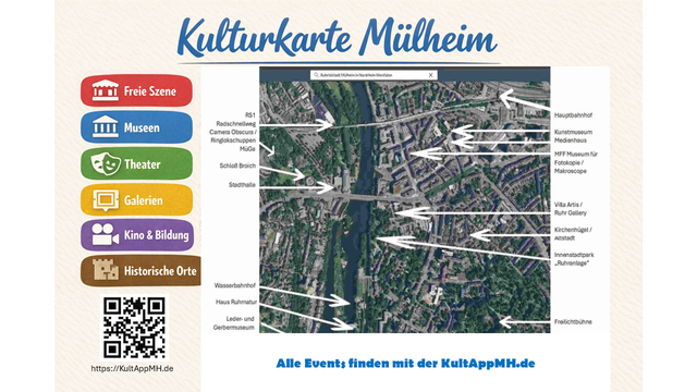 Hol dir die "Kulturkarte Mülheim an der Ruhr" !
Events finden mit der KultAppMH.de | Foto: KultAppMH.de