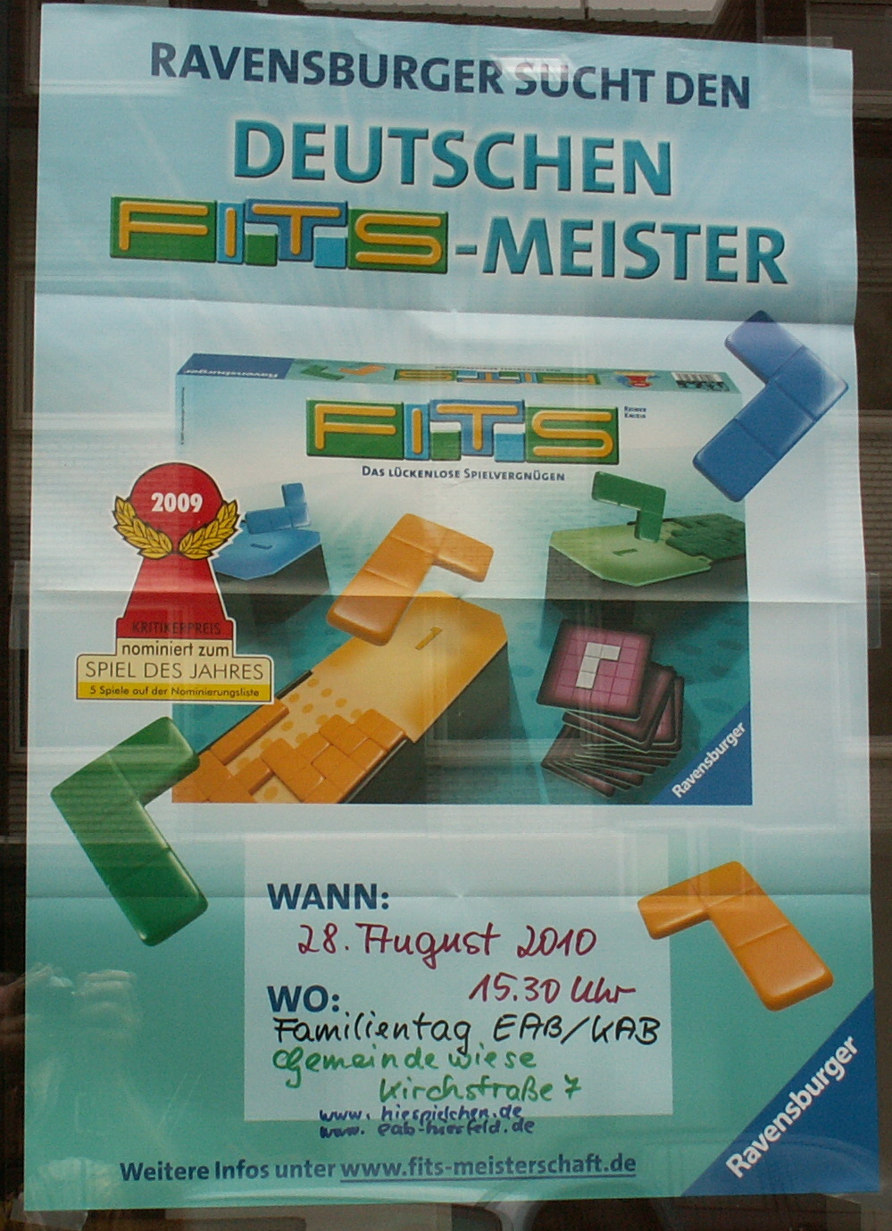 Plakat für das FITS-Turnier beim Familientag der EAB/KAB