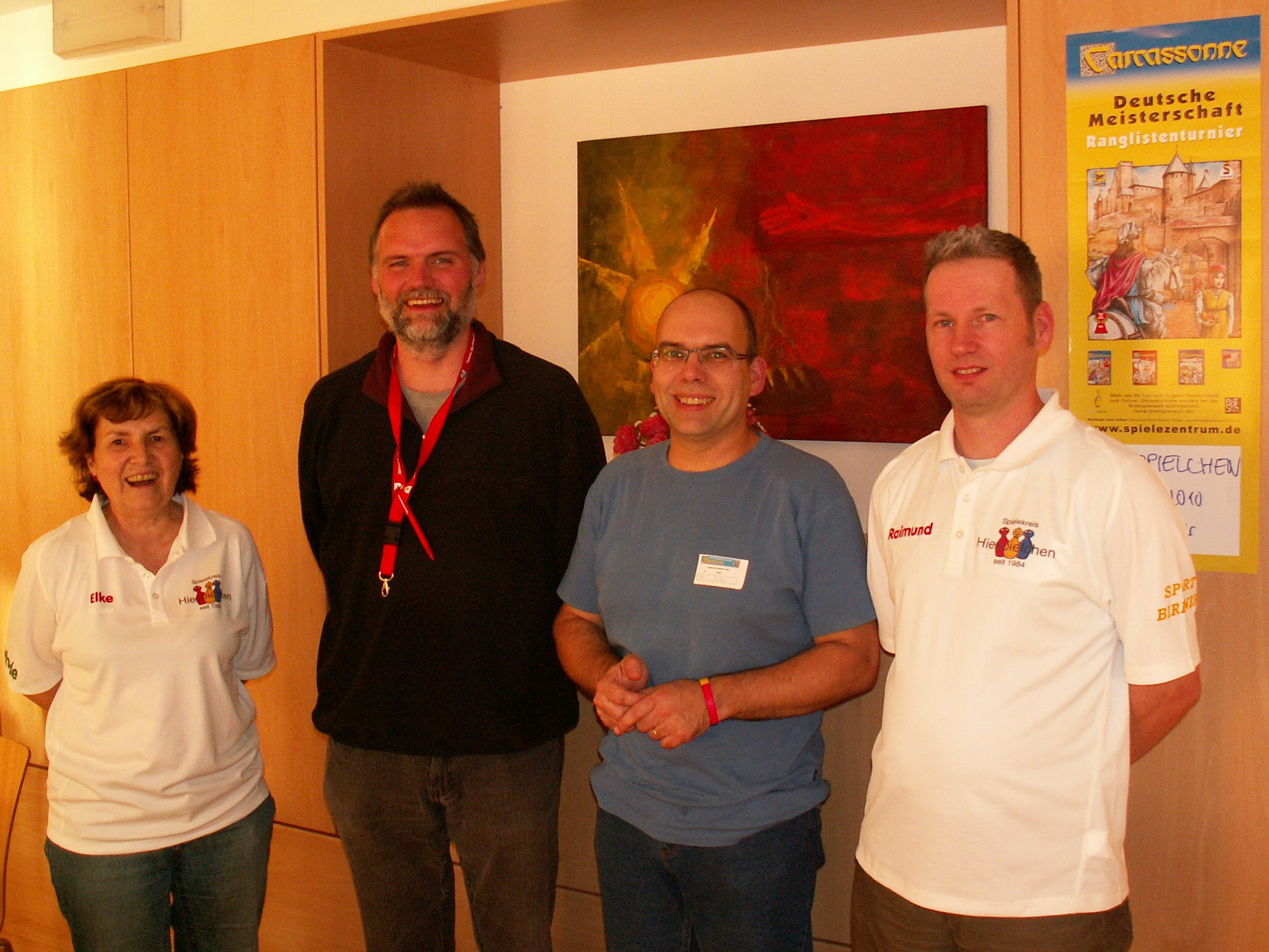 Die Finalisten des Ranglistenturniers: von links Elke Westeroth (4.), Hans Maier (2.), Sieger Volker Hehrs und Raimund Dreier (3.)