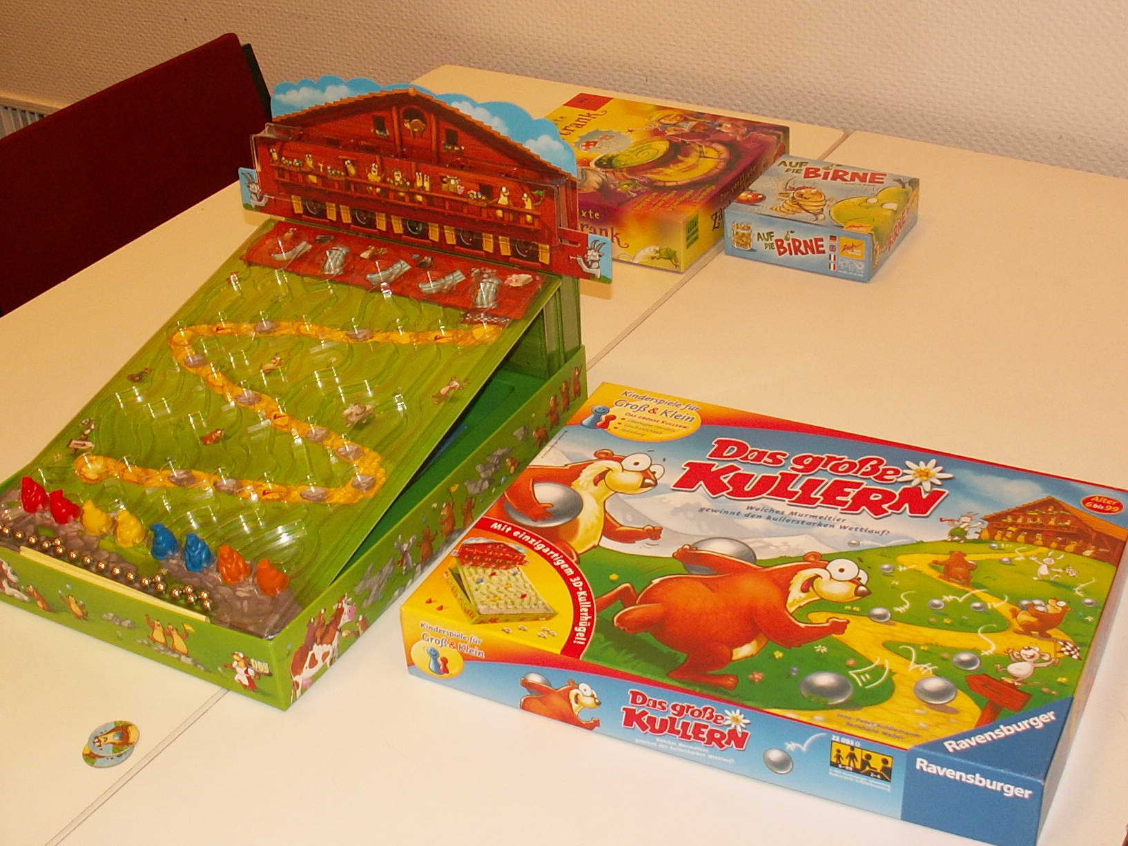 "Das große Kullern" - Ravensburger und Spiele für 7-Jährige: "Auf die Birne" - Zoch Spiele; "Der verflixte Zaubertrank" (Drei Magier Spiele)