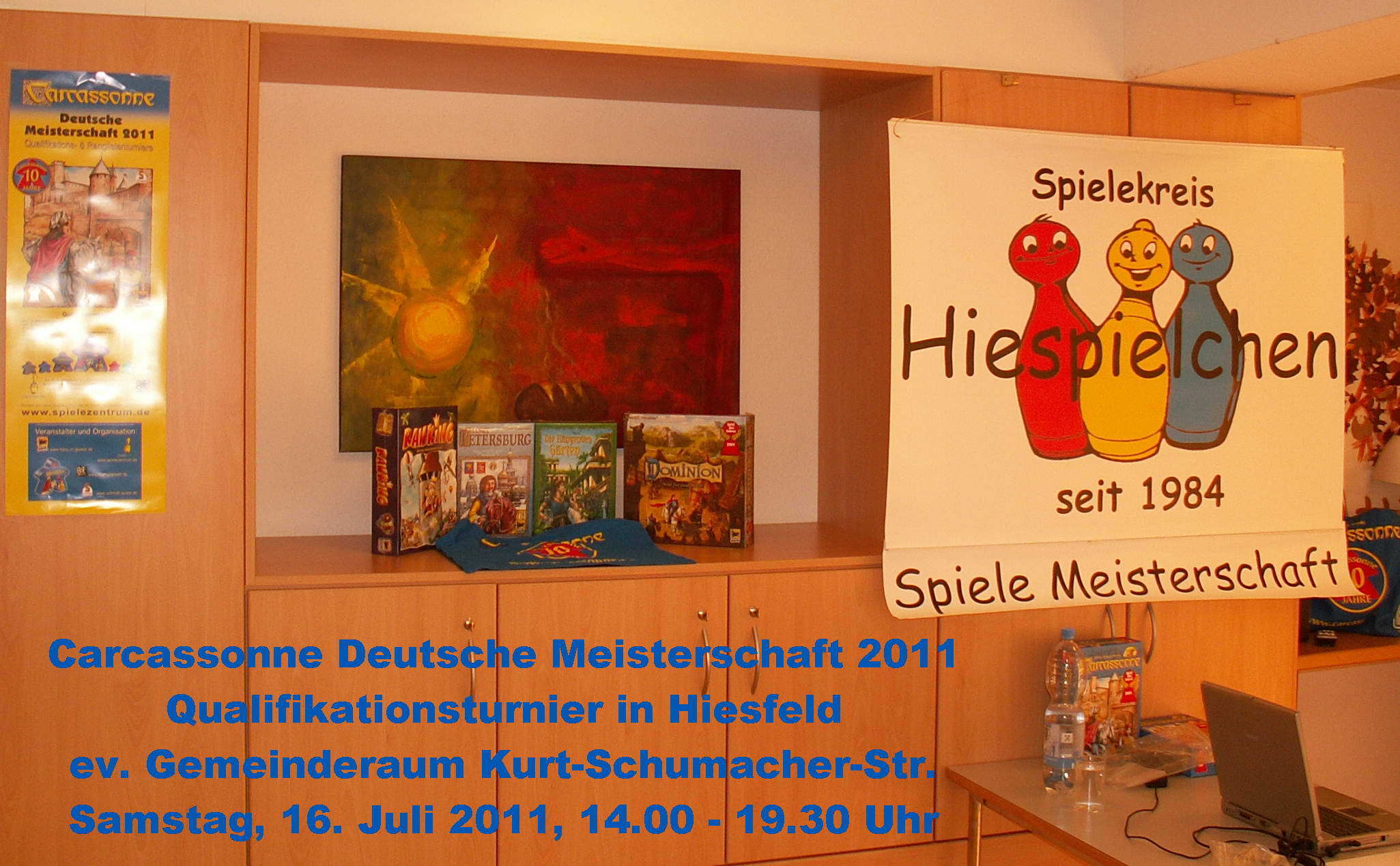 Der ev. Gemeinderaum an der Kurt-Schumacher-Straße war der Ausrichtungsort der Qualifikation mit dem Spielekreis HIESPIELCHEN.