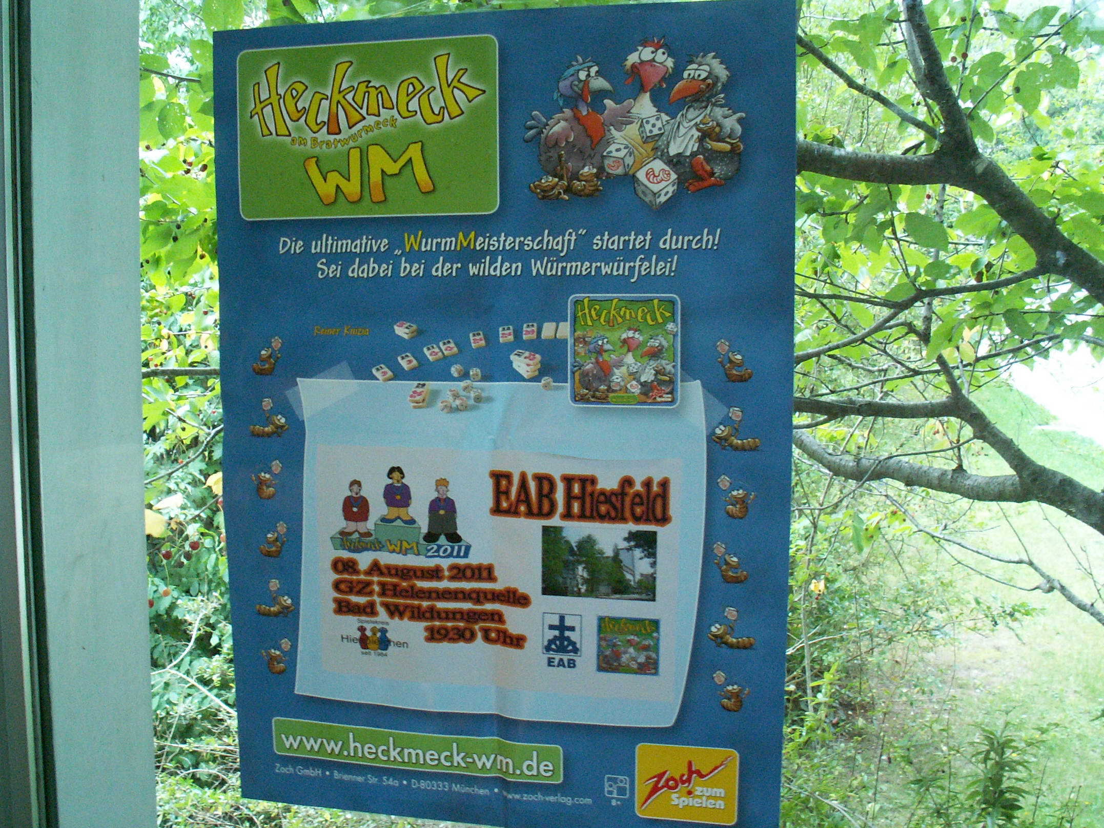 Plakat im Eingangsbereich der Cafeteria im Gesundheitszentrum Helenenquelle in Bad Wildungen.