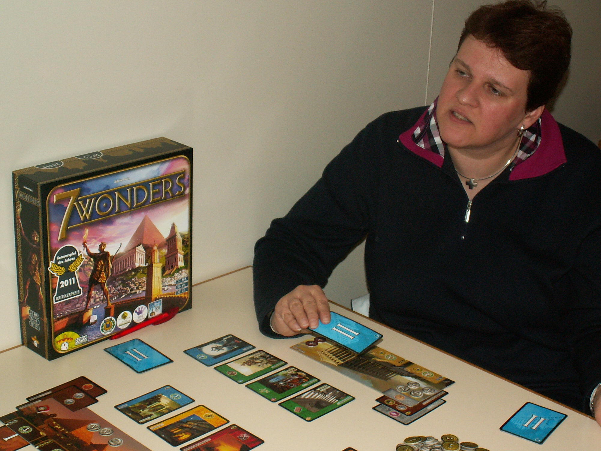 "7 Wonders", eines der Finalspiele der 22. offenen Hiesfelder Brettspielmeisterschaften.