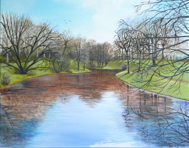 See im Park - Acrylgemälde