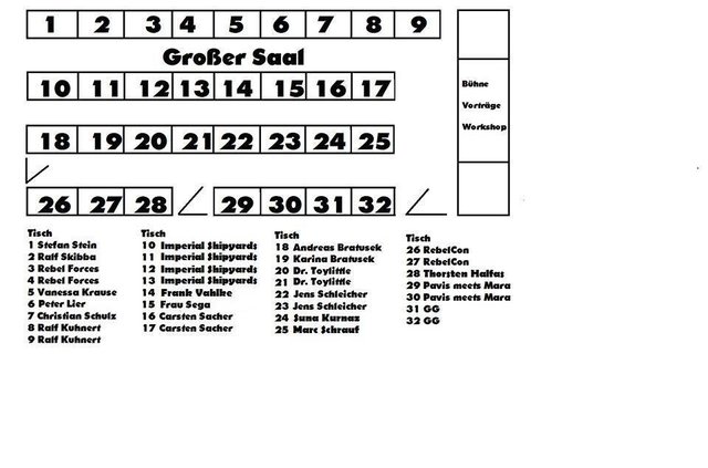 Tischplan der Stände auf der Union of the Force Con | Foto: Presseflyer