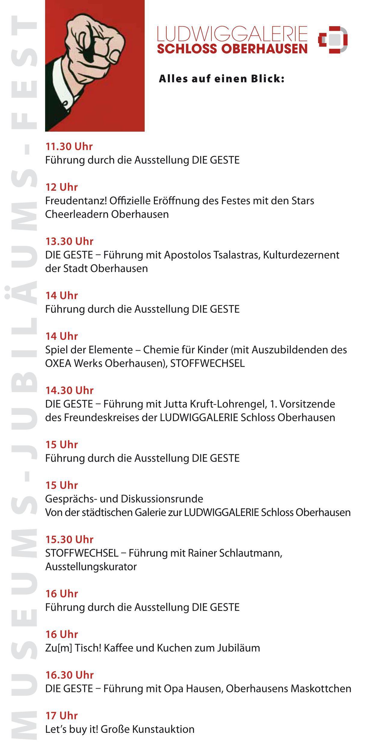 Programm zum Museums-Jubiläums-Fest der Ludwiggalerie chloss Oberhausen