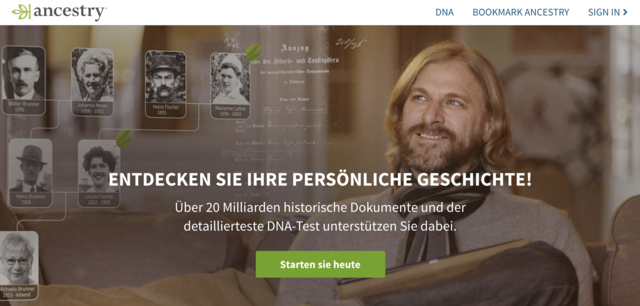 Das Internetportal Ancestry gehört zu den weltweit größten Portalen für Ahnenforschung.