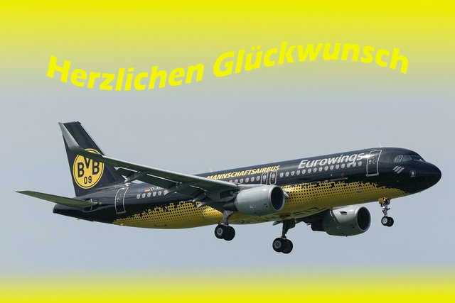 Vor der Landung drehte der Flieger noch 2 Ehrenrunden über den Borsigplatz.