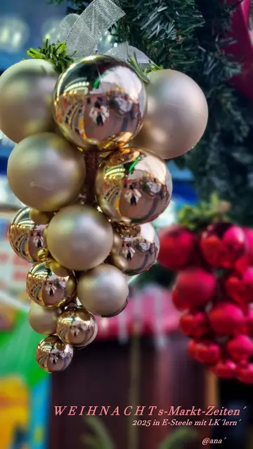 ...ein KLEINER BUMMEL 
übern´ MINI-Weihnachtsmarkt in Essen-STEELE!
Nach langer Zeit haben sich vier alte (Lokalkompass-) Bekannte ...relativ spontan... mal´  endlich wieder gesehen und getöttert und ... auch einen Kakao, Glühwein, nen´ Wasser oder nen´Bierchen´... je nach Belieben... gesüppelt ....
(K) COOL knackig kurzweilig----!!!
WAR SCHÖN mit Euch, Mädels:-)
GUTE Nacht :-)

November 2025@ana´