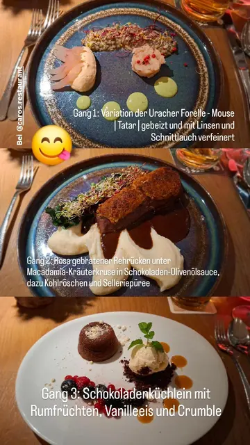 Ein richtig gutes 3 Gang Menü wurde gestern genossen. Heute dann wieder Sport. 